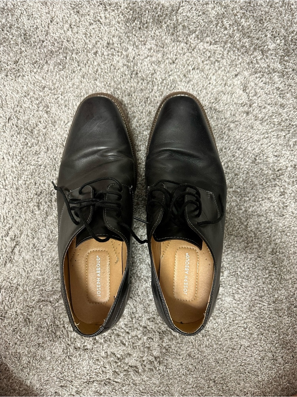 Joseph Abboud Black Leather Lace-Up Derbys